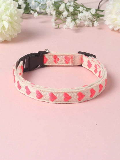 1 Piece of Heart Patterned Jacquard Thin Soft Pet Collar Suitable for Small Cats and Dogs to Use at Home and Outdoors (Not Suitable for Cat and Dog Accessories for Large Dogs)