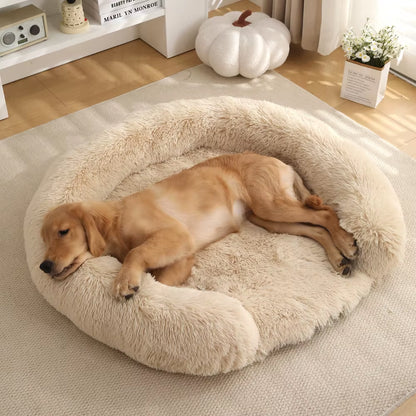 Round Dog Bed Dog Plush Pet Bed Winter Thickened Pad Dog Sleeping Bed Sofa Removable Pad Dog Small Large Dog Kennel