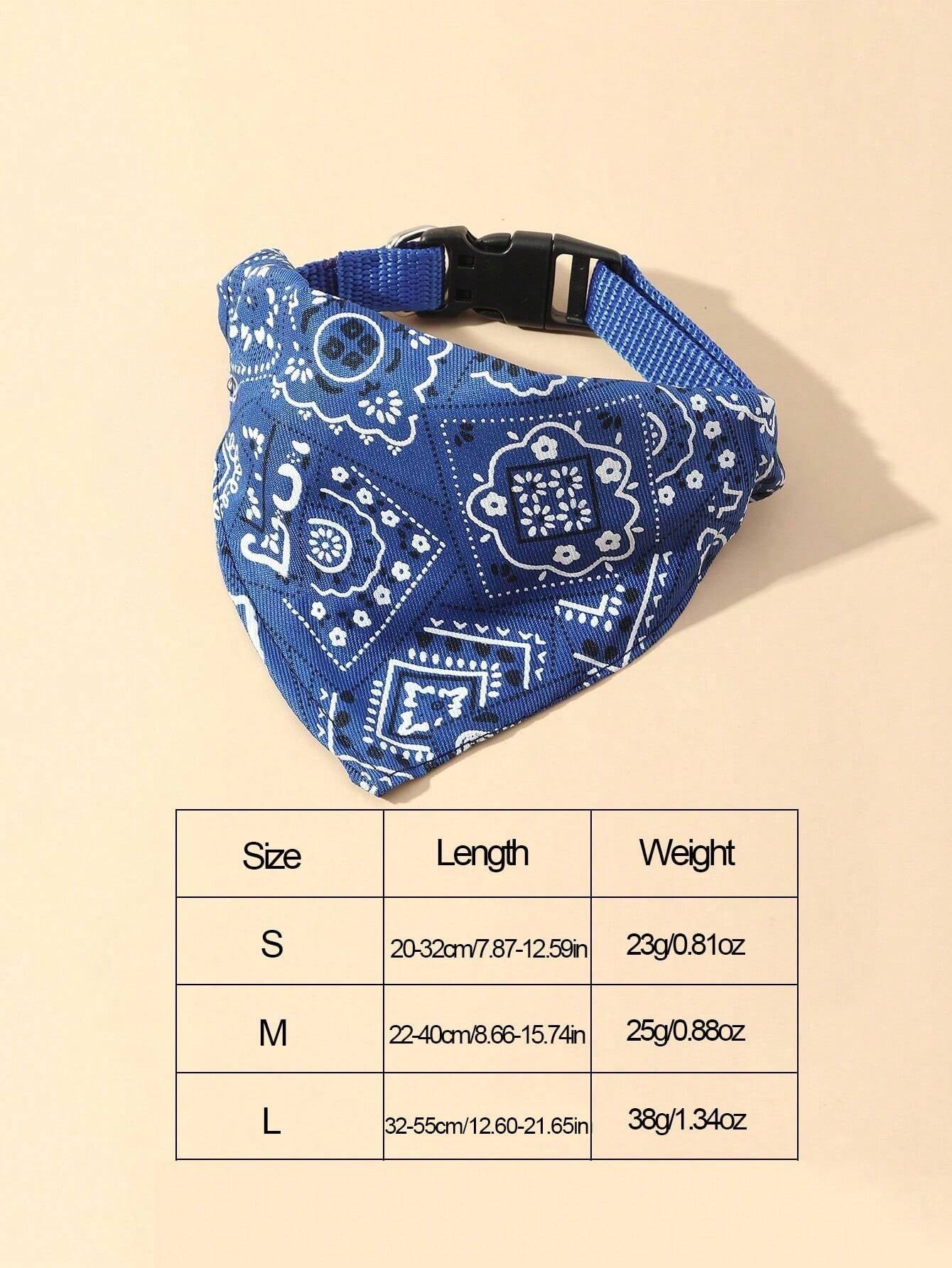 1Pc Adjustable Printed PU Pet Bandana with Water Absorbent Towel and Traction Buckle for Small and Medium Dogs