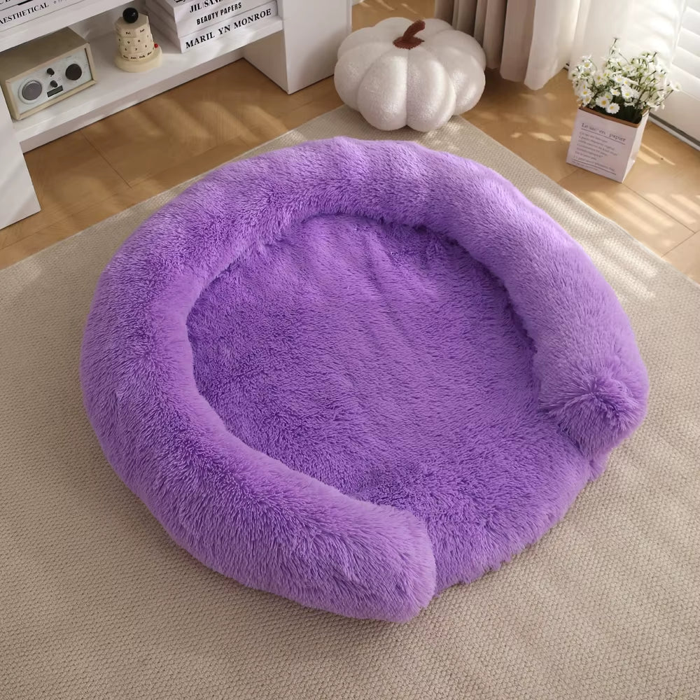 Round Dog Bed Dog Plush Pet Bed Winter Thickened Pad Dog Sleeping Bed Sofa Removable Pad Dog Small Large Dog Kennel
