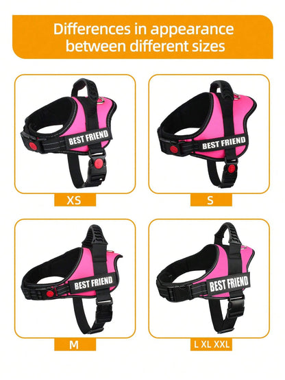 1Pc Pink, Anti-Explosion, Flashing Strip Decorated Pet Chest Strap, Back Strap, Vest-Style Harness, Suitable for Small, Medium, and Large Dogs to Go Out for Walks or Trainings