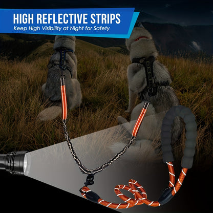Correa Doble Reflectante para Perros Grandes – Giro 360° Antienredos con Tecnología de Amortiguación